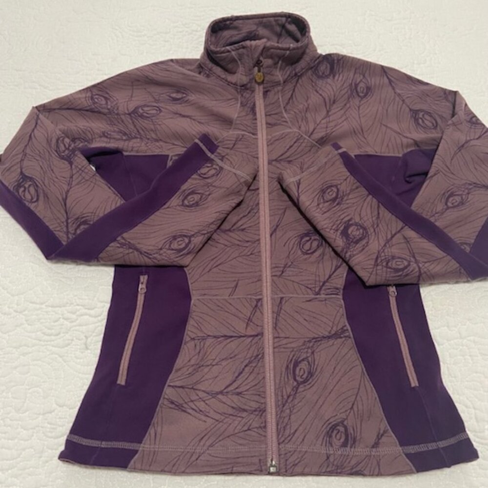 Lululemon Purple Peacock Feather Full Zip Running Jacket with Pockets Size 6